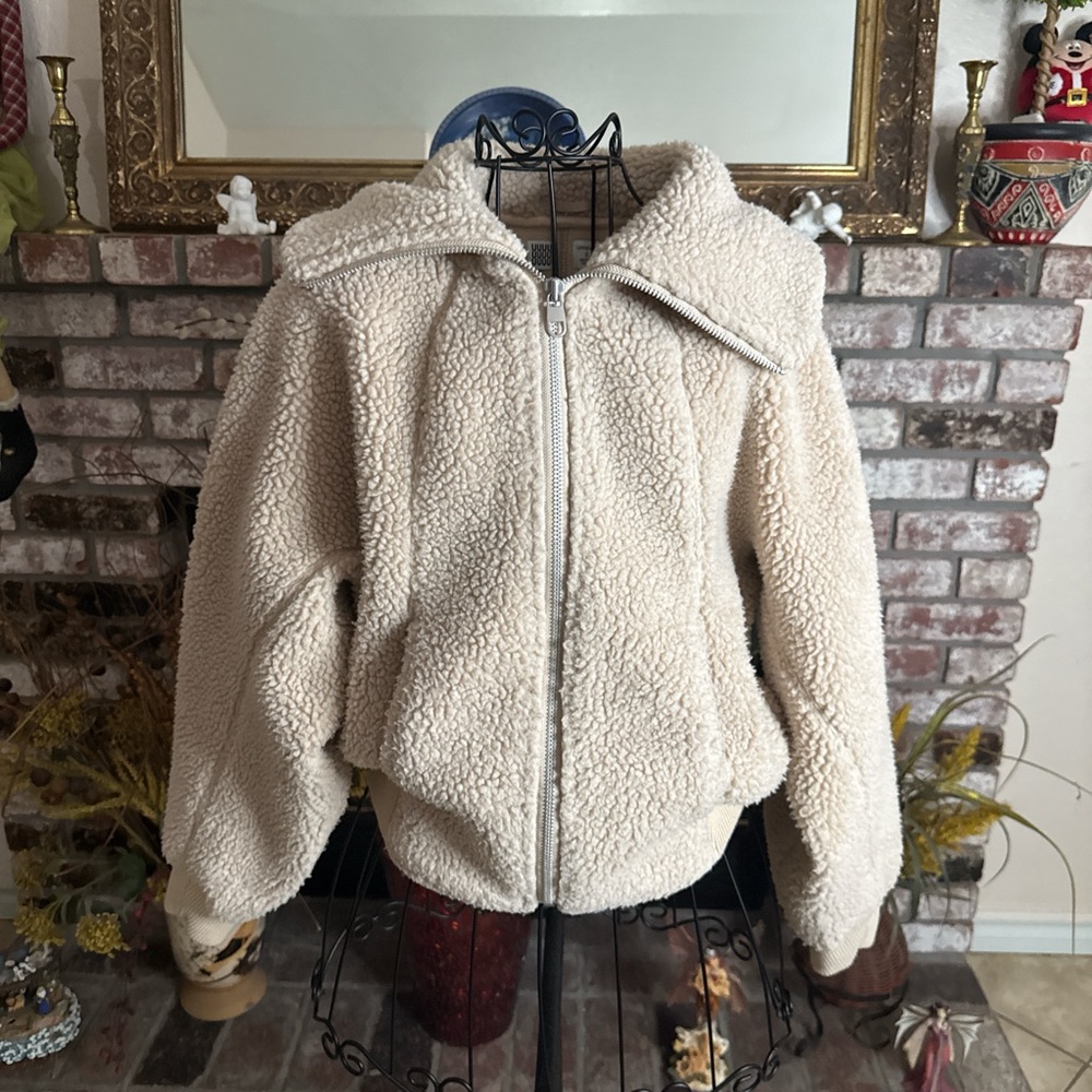 Vintage Rare Lmeaire X Uniqlo Cream Sherpa Fleece Bomber Jacket - Picture 1 of 10